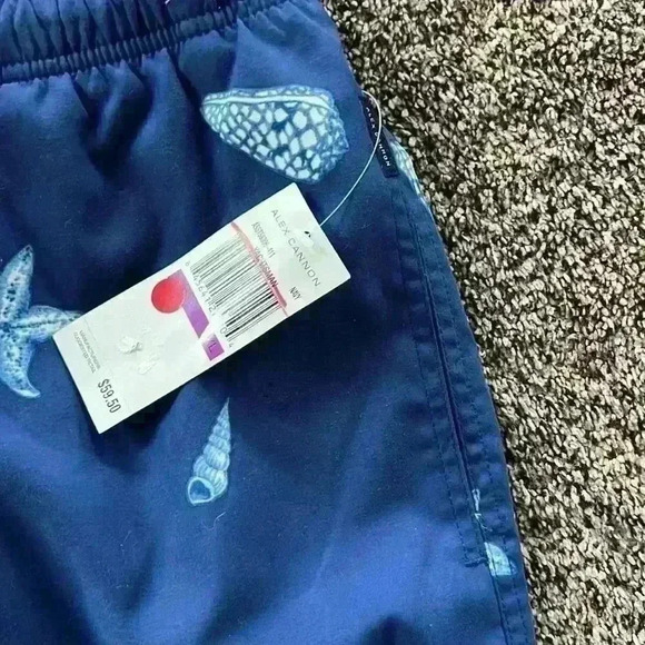 Alex Cannon Seashell Navy & Light Blue Men's Swim Trunks with Pockets. Size  XXL - Picture 6 of 10